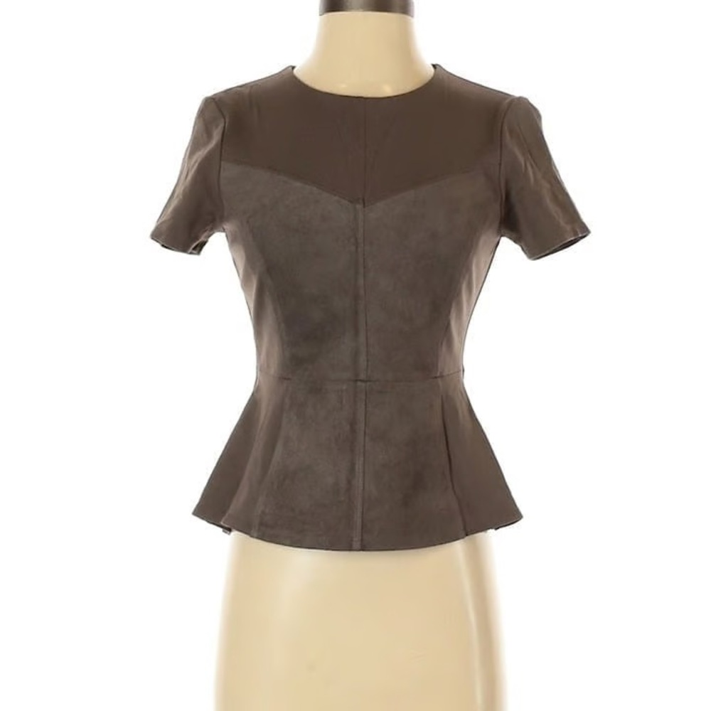 BCBGMaxAzria brown faux suede top